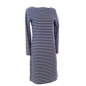 Lauren Ralph Lauren Navy White Stripe Long Sleeve Jersey Knit Casual Dress Small